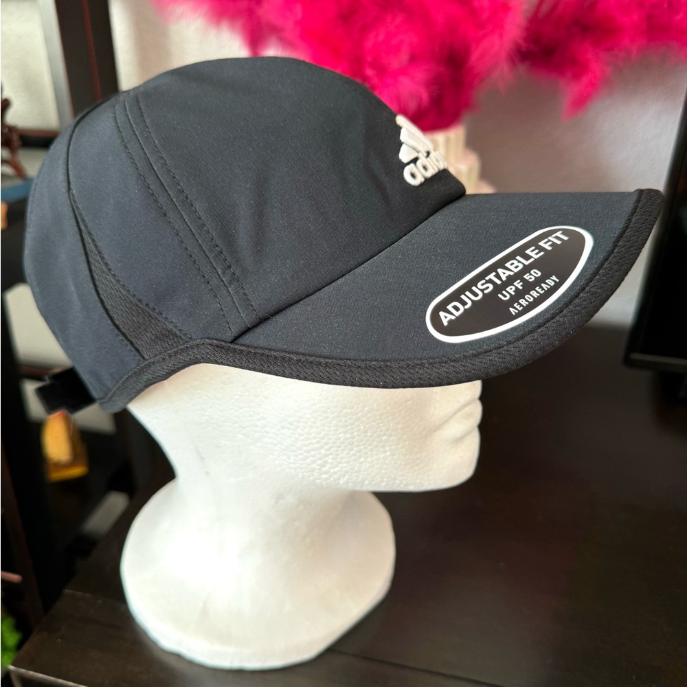 Adidas Polyester Black Aeroready Athletic Cap UPF 50 - Picture 3 of 11
